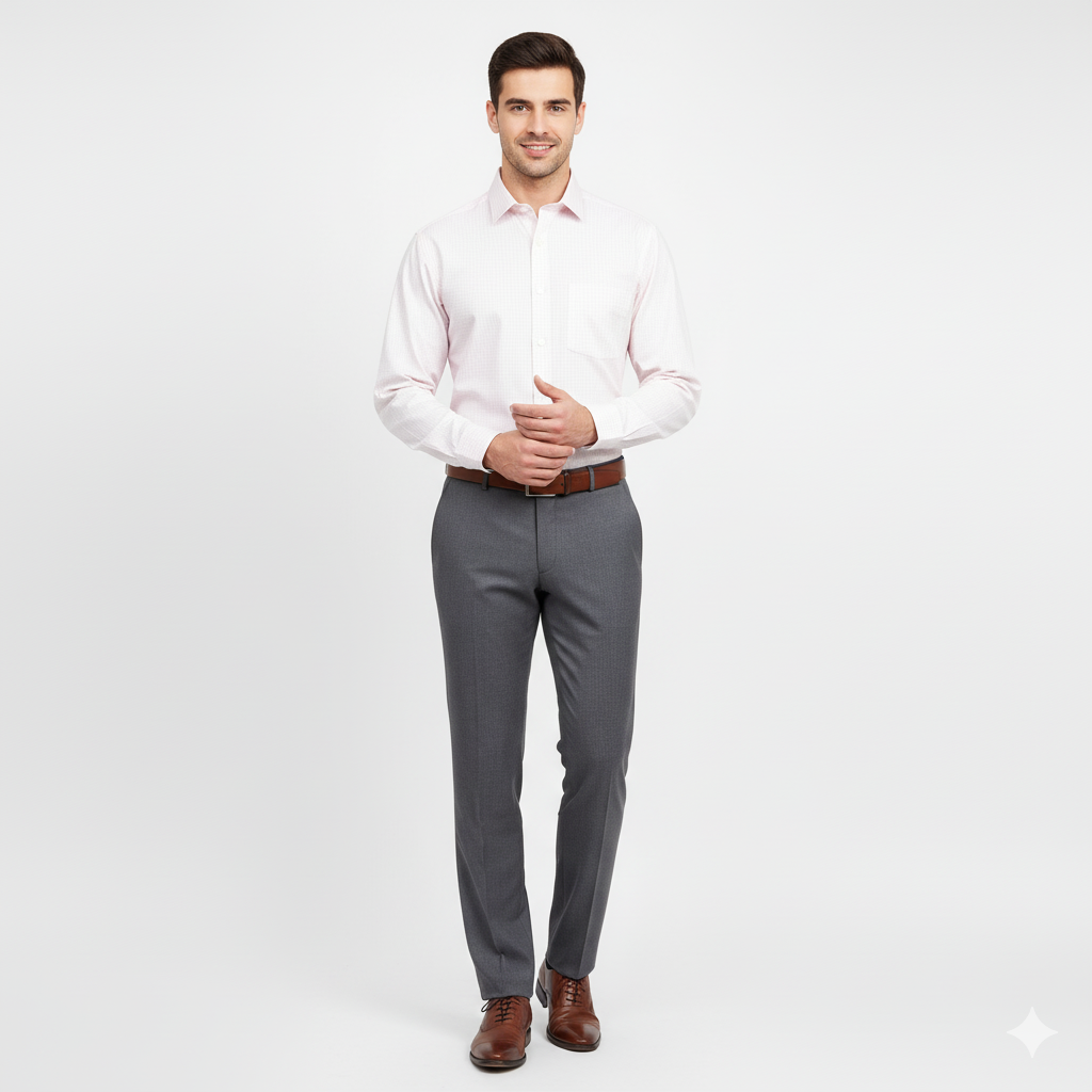 Pink Check Formal Shirts For Men