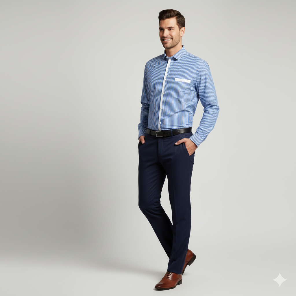 Scale Modern Check Navy Blue Shirt for Men