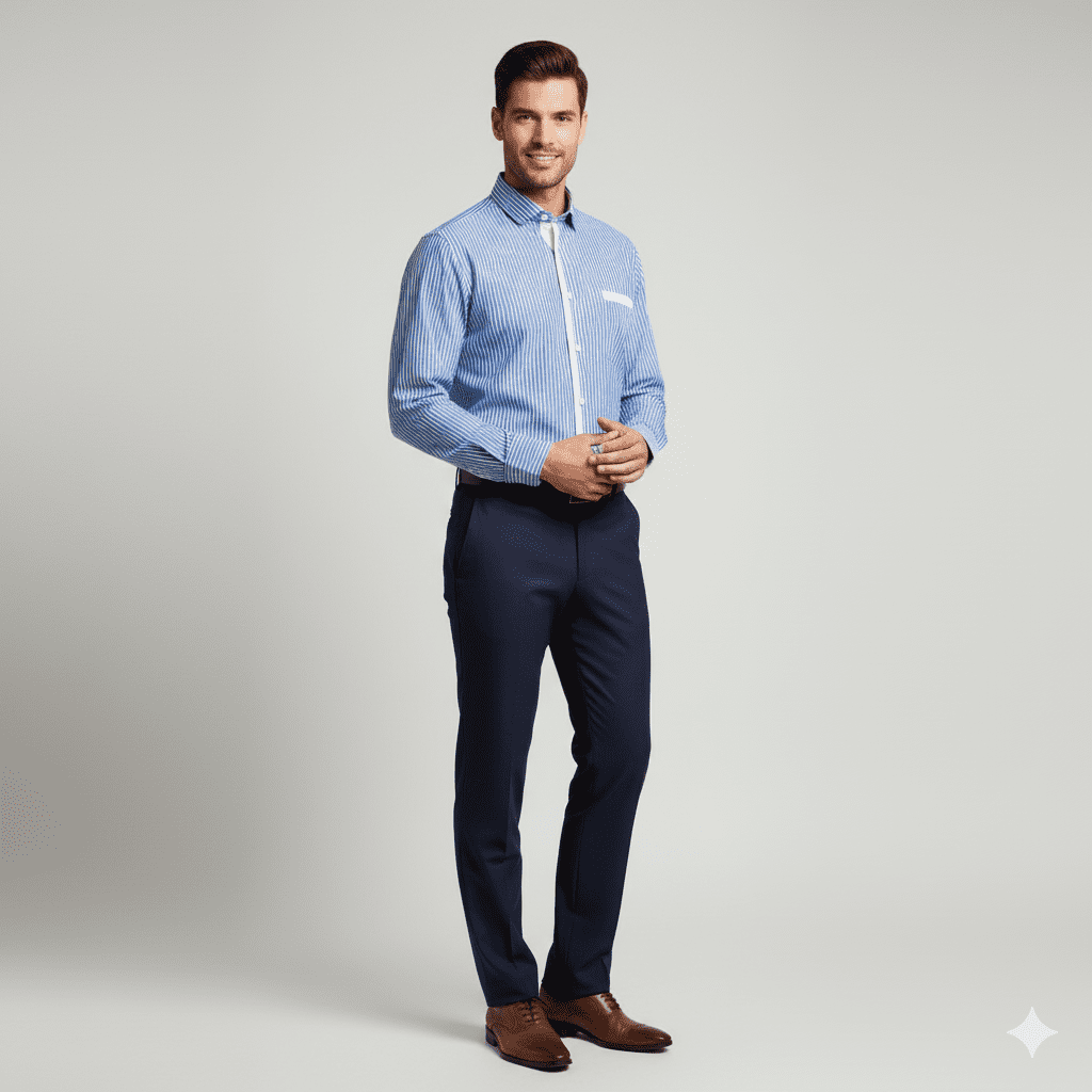 Scale Modern Check Navy Blue Shirt for Men